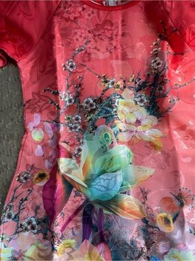 NWT 100% silk girl dress or top. Exquisite & beautiful watercolor like florals